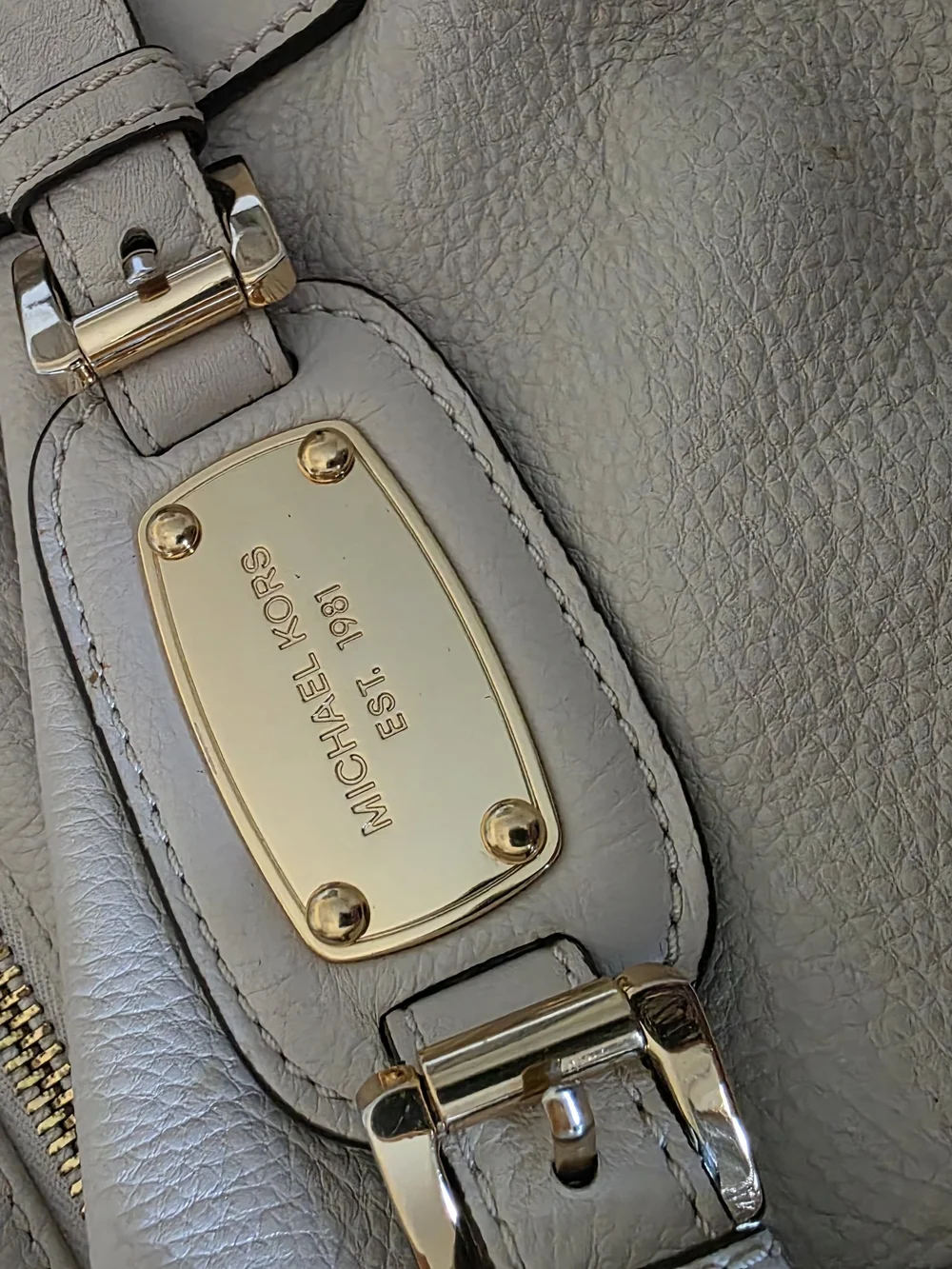 Michael Kors White Leather Tote Bag with Gold Hardware